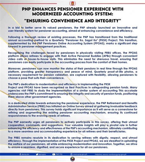 PNP ENHANCES PENSIONER EXPERIENCE WITH MODERNIZED ACCOUNTING SYSTEM .